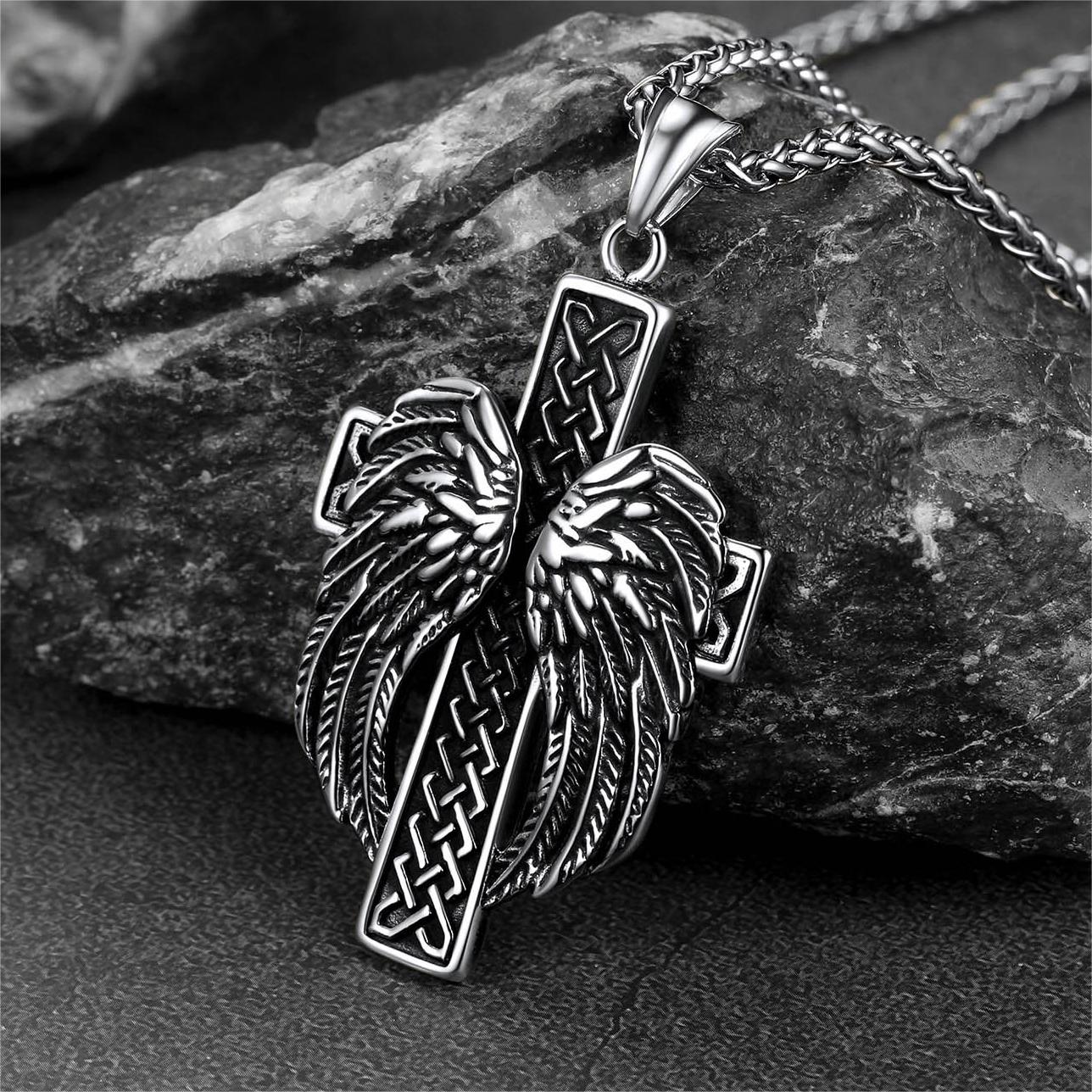 Flash Angel Wing Cross Necklace Pendant for