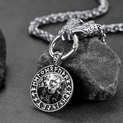 Personalized Viking Picture Necklace With Wolf King Chain