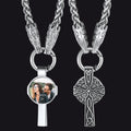 Personalized Celtic Cross Picture Necklace With Wolf King Chain