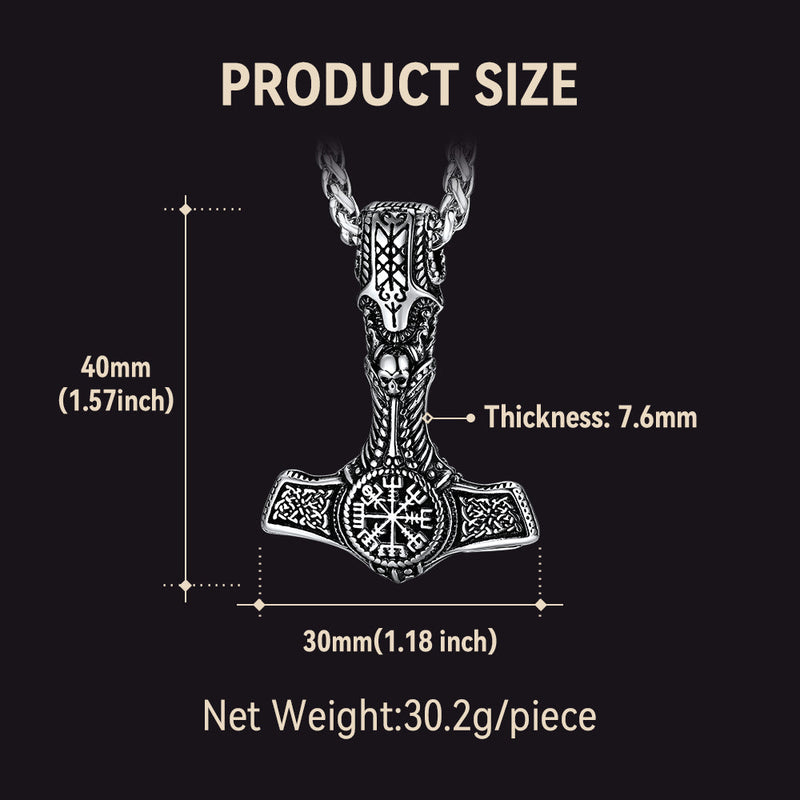Viking Thor's Hammer Mjolnir Necklace Pendant for