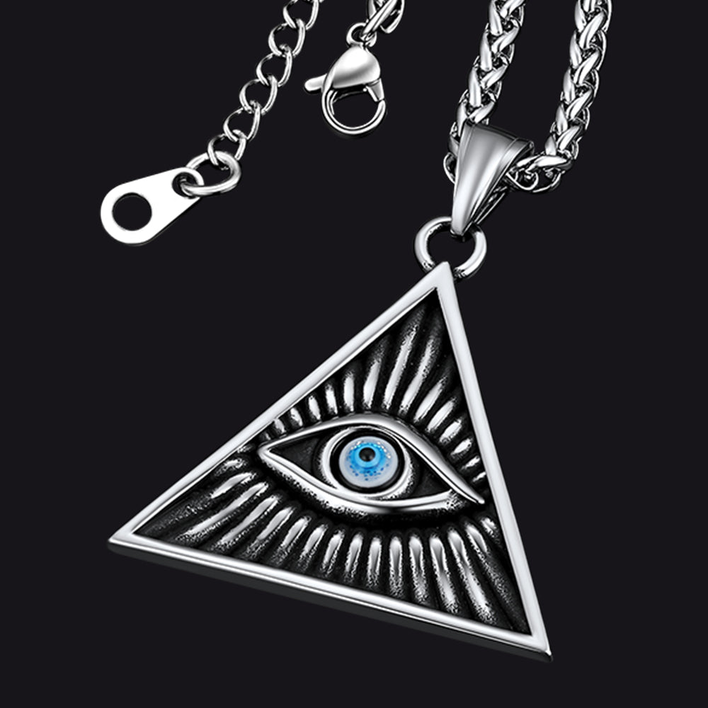 Triangle All Seeing Third Eye Pendant Necklace for