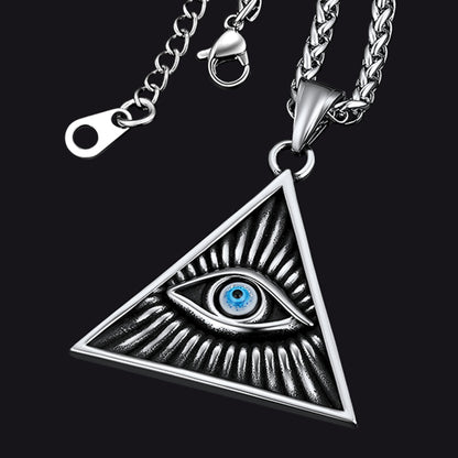 Triangle All Seeing Third Eye Pendant Necklace for