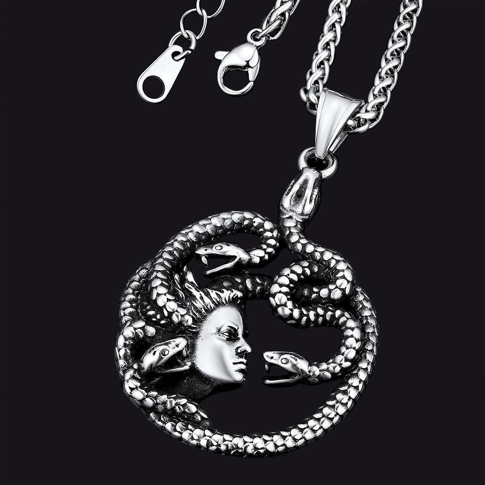 Mythology Medusa Gorgon Necklace Stainless Steel