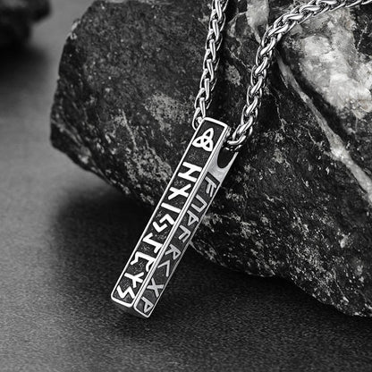 Cuban Chain & Viking Runes Bar Layered Necklaces Set for