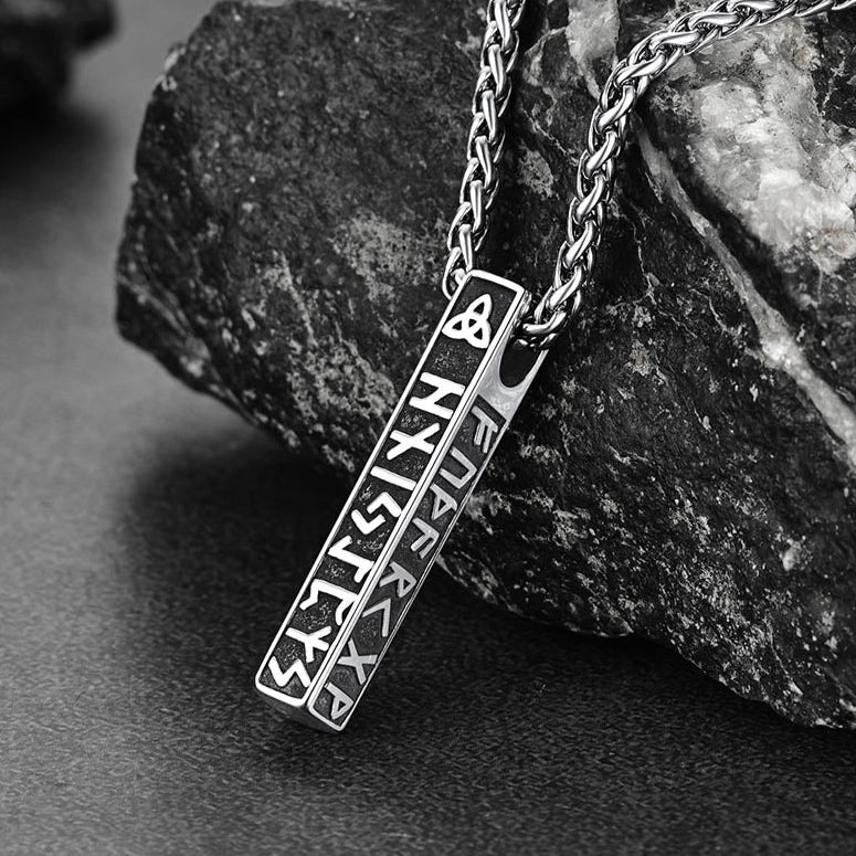 Cuban Chain & Viking Runes Bar Layered Necklaces Set for