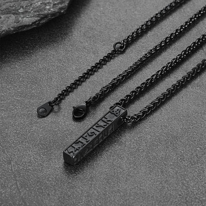 Cuban Chain & Viking Runes Bar Layered Necklaces Set for