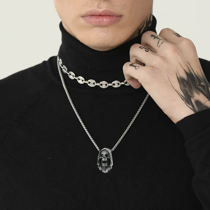 Grim Reaper Skull Pendant Necklace for