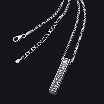 Engraved Viking Runes Bar Necklace Pendant Jewelry for