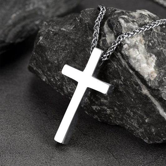 Christian Engraved Plain Cross Necklace Pendant for