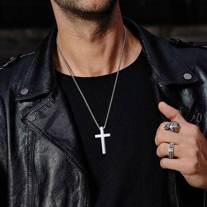 Christian Engraved Plain Cross Necklace Pendant for