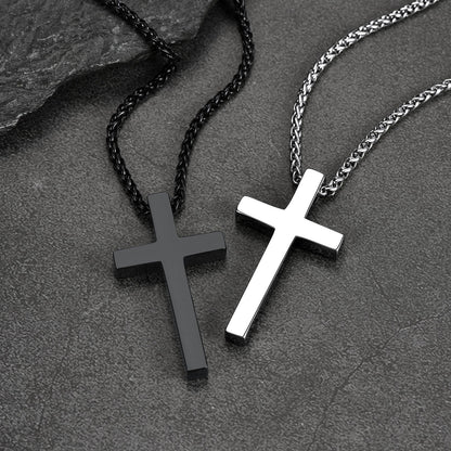 Christian Engraved Plain Cross Necklace Pendant for