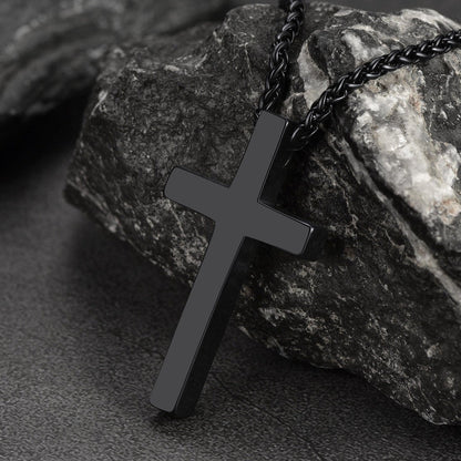 Christian Engraved Plain Cross Necklace Pendant for
