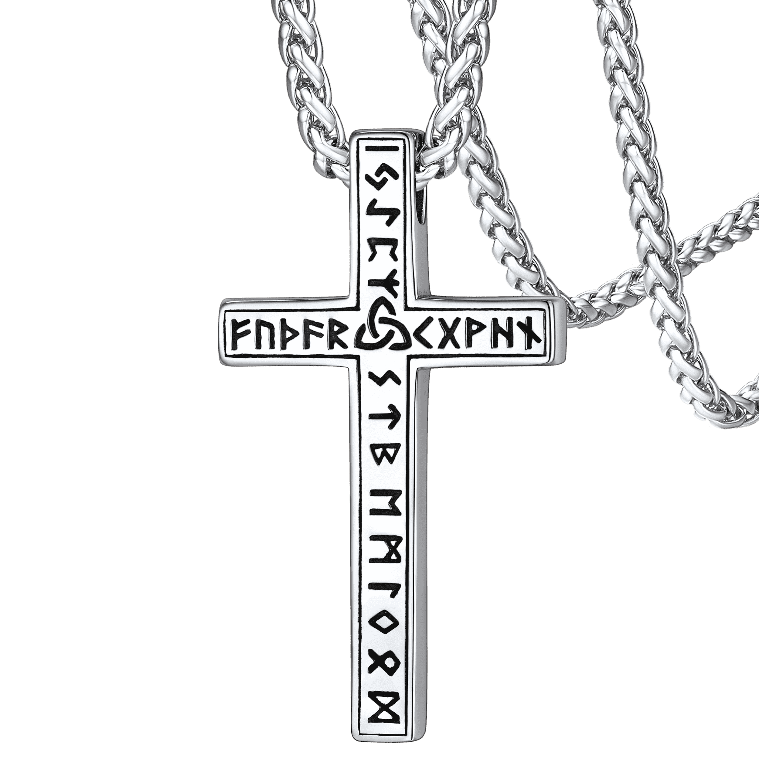 Viking Rune Cross Pendant Necklace for