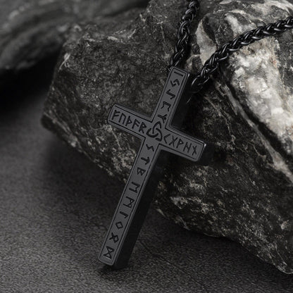 Viking Rune Cross Pendant Necklace for