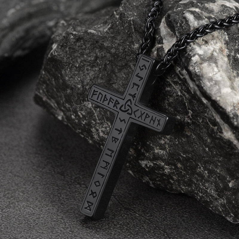 Viking Rune Cross Pendant Necklace for