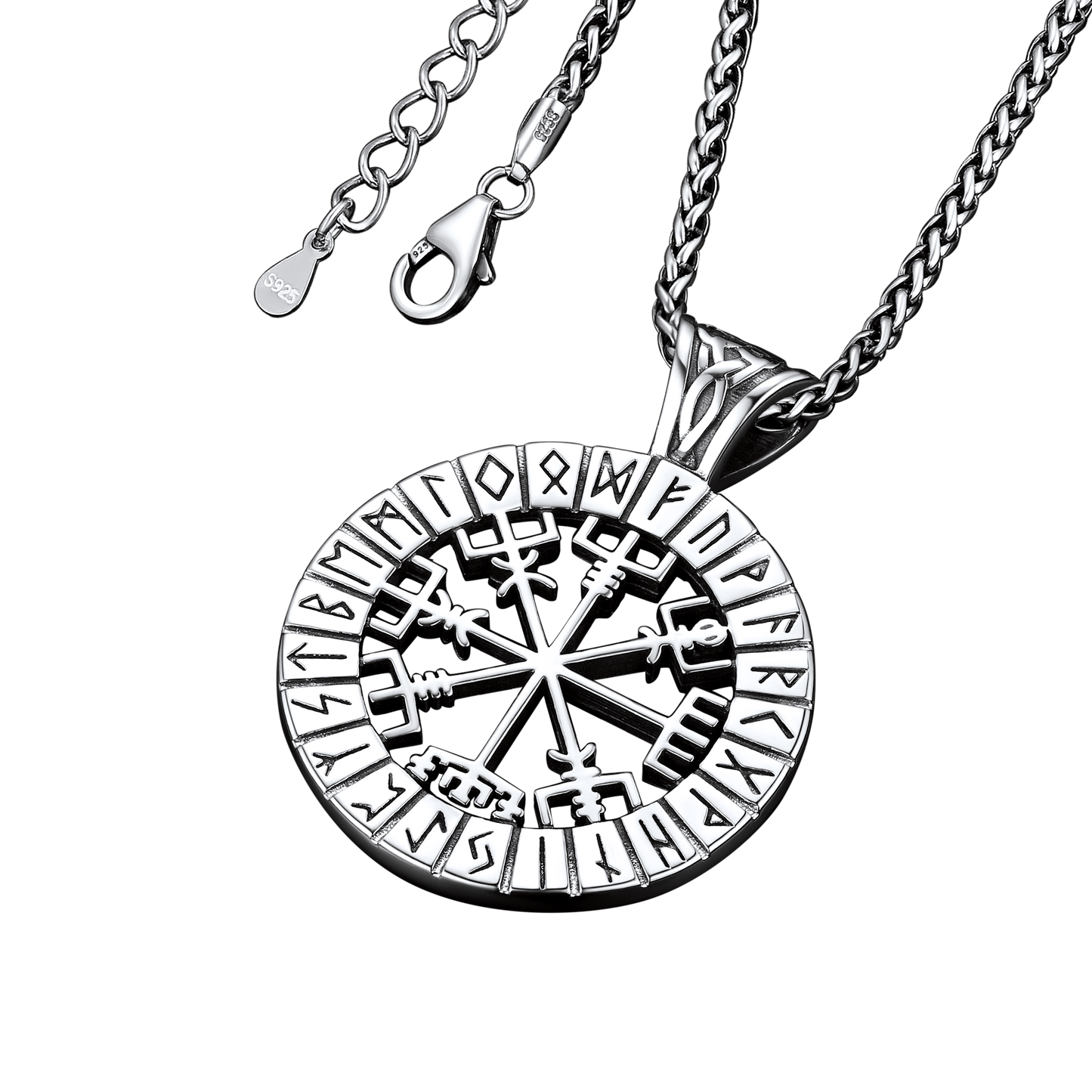 Viking Runes Vegvisir Compass Necklace Pendant for