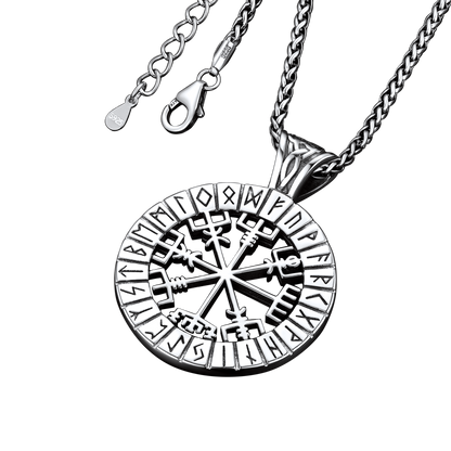 Viking Runes Vegvisir Compass Necklace Pendant for