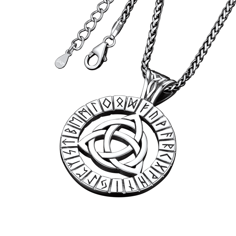 Celtic Knot Necklace With Viking Runes for