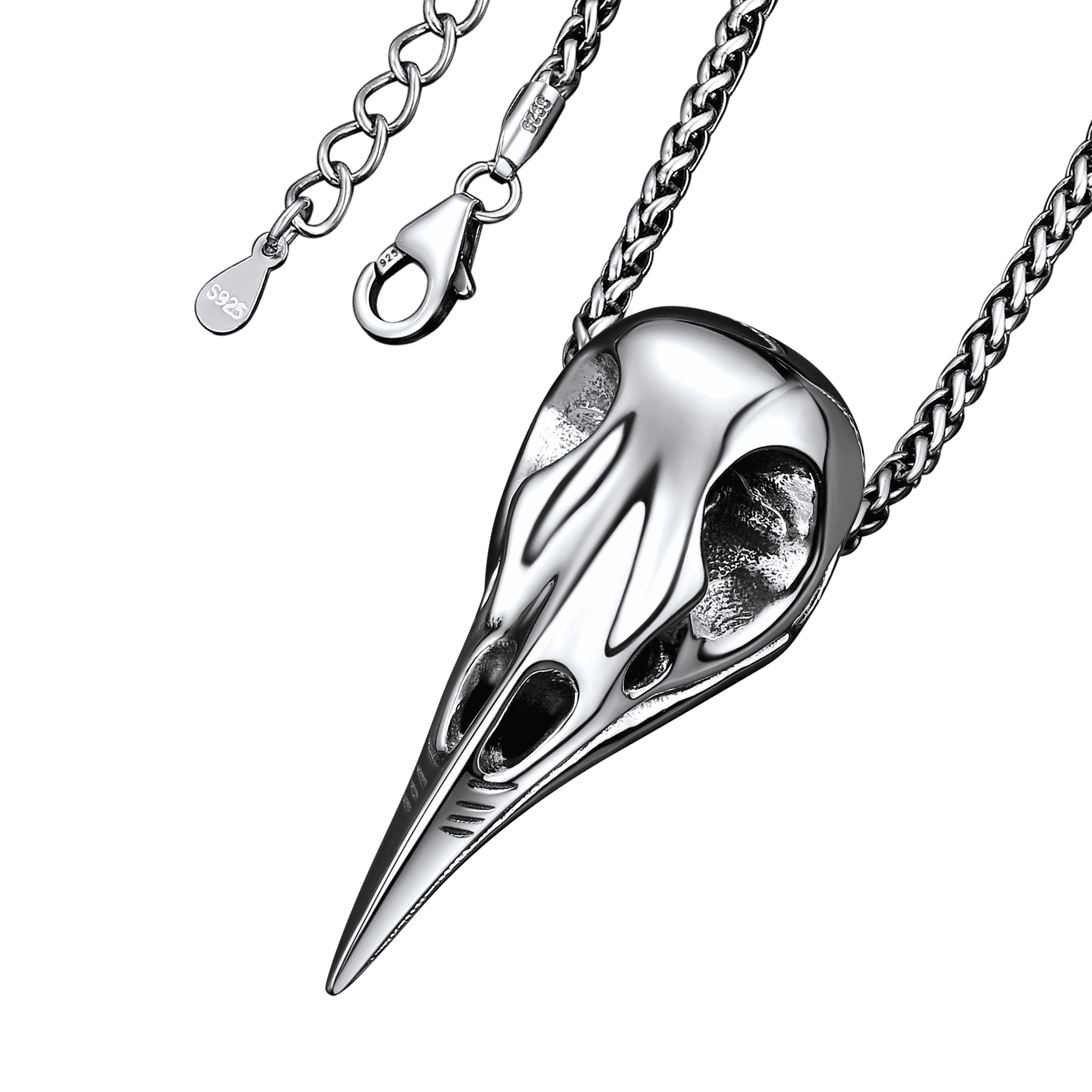 Viking Raven Skull Necklace for