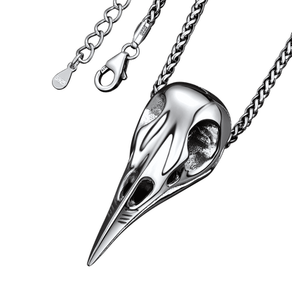Viking Raven Skull Necklace for