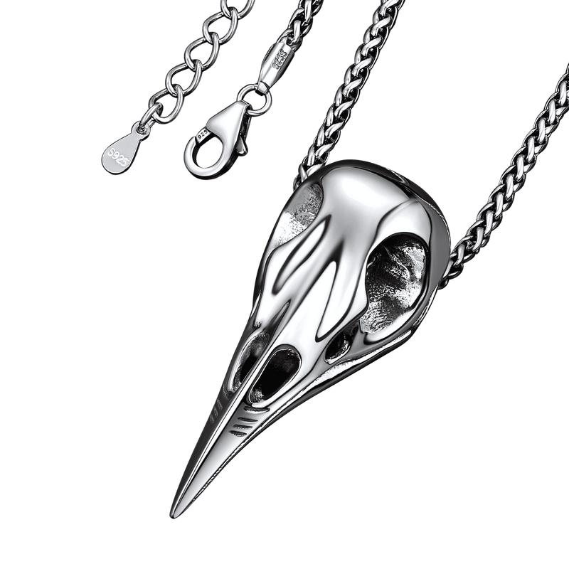 Viking Raven Skull Necklace for