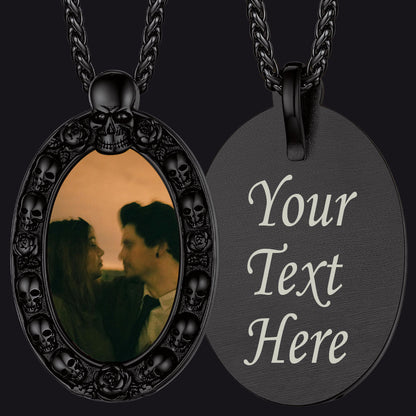 Personalized Photo Pendant Necklace With Skull for