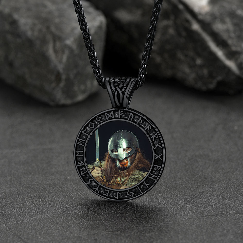 Customized Picture Necklace With Viking Rune for