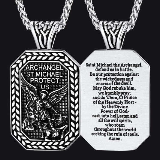 Archangel Saint Michael Dog Tag Pendant Necklace for