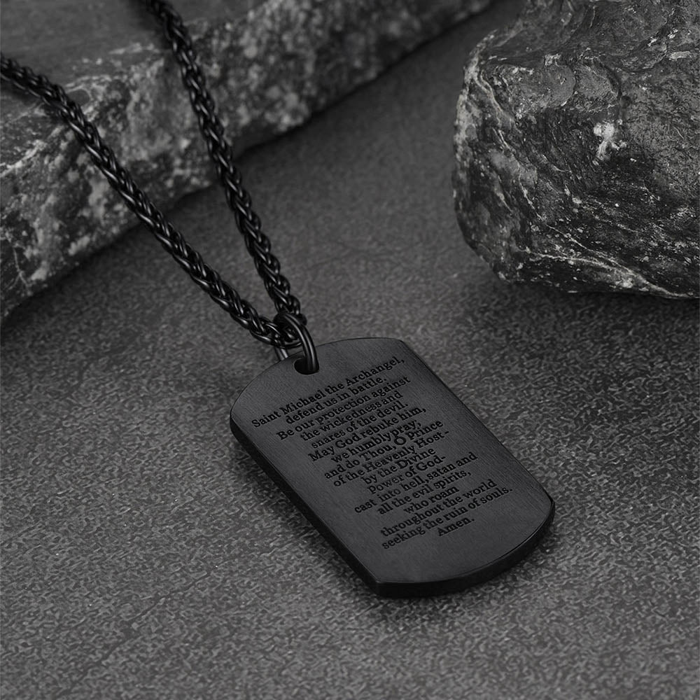 Catholic Archangel Saint Michael Dog Tag Necklace for