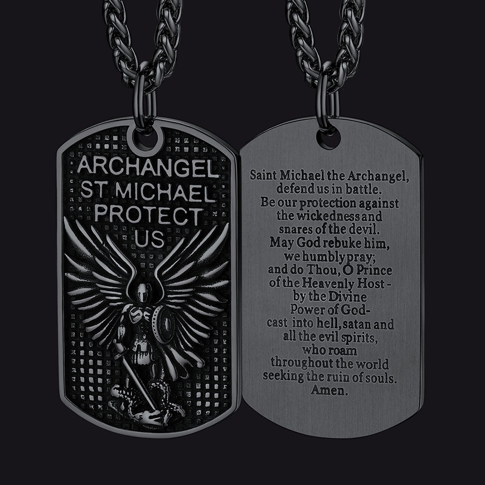 Catholic Archangel Saint Michael Dog Tag Necklace for