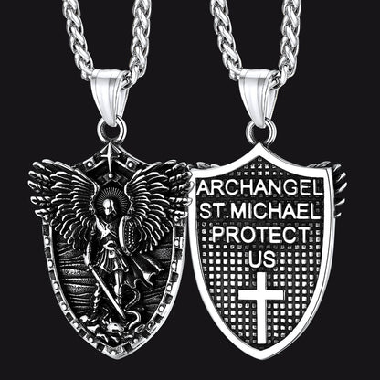 Oval Archangel Saint Michael Necklace Medal