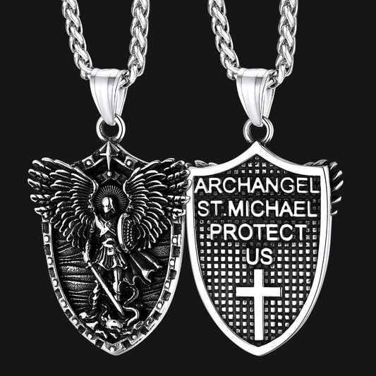 Shield of Archangel Saint Michael Pendant Necklace for