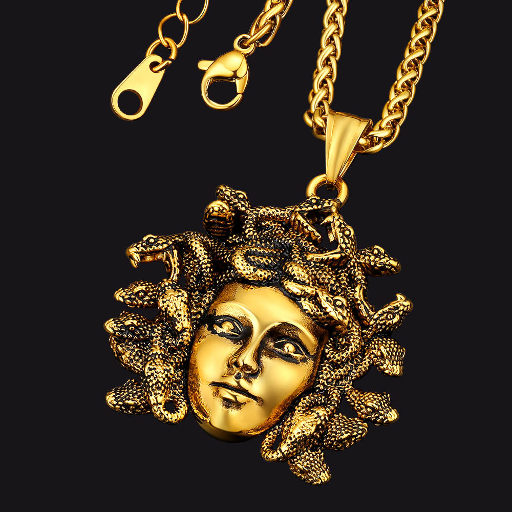 Medusa Necklace Amulet Pendant for