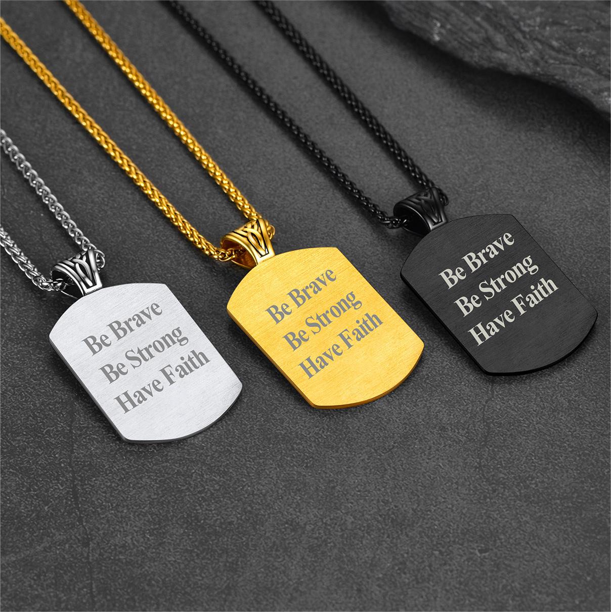 Personalized Picture Dog Tag Necklace With Viking Runes for