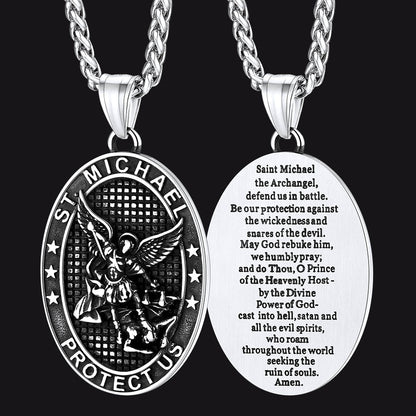 Oval Archangel Saint Michael Necklace Medal