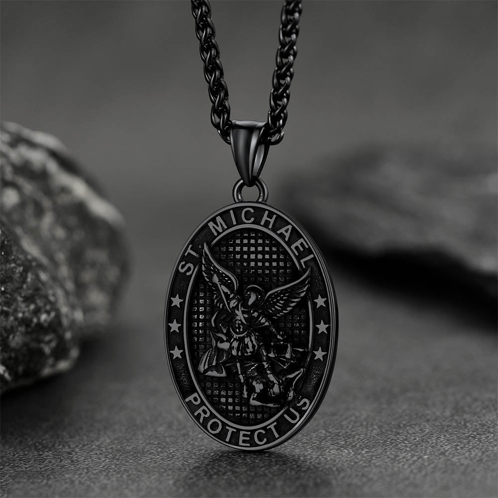 Oval Archangel Saint Michael Necklace Medal