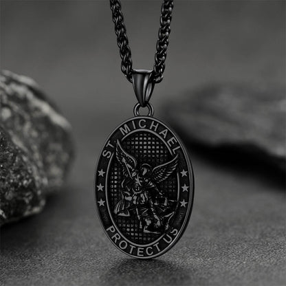 Oval Archangel Saint Michael Necklace Medal