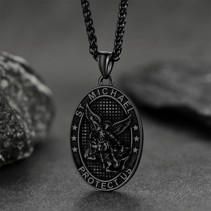 Oval Archangel Saint Michael Necklace Medal