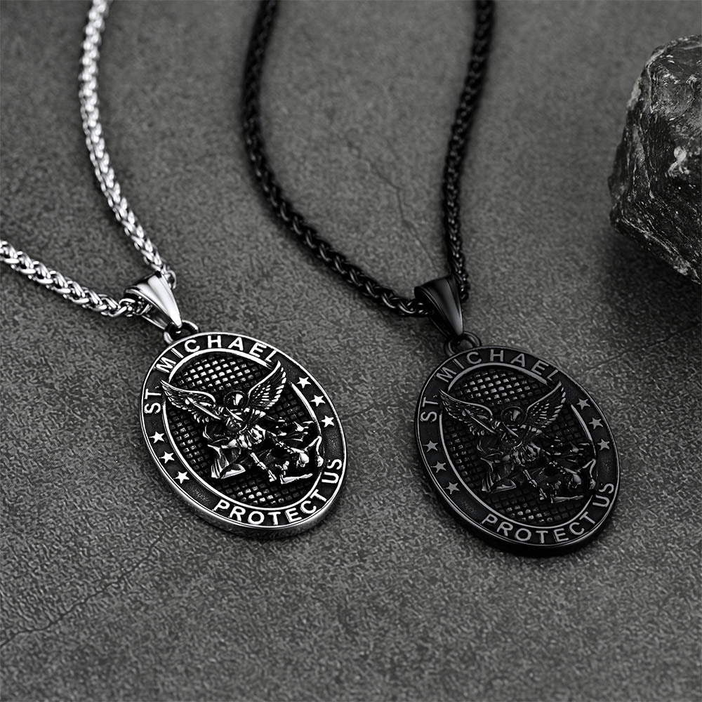Oval Archangel Saint Michael Necklace Medal