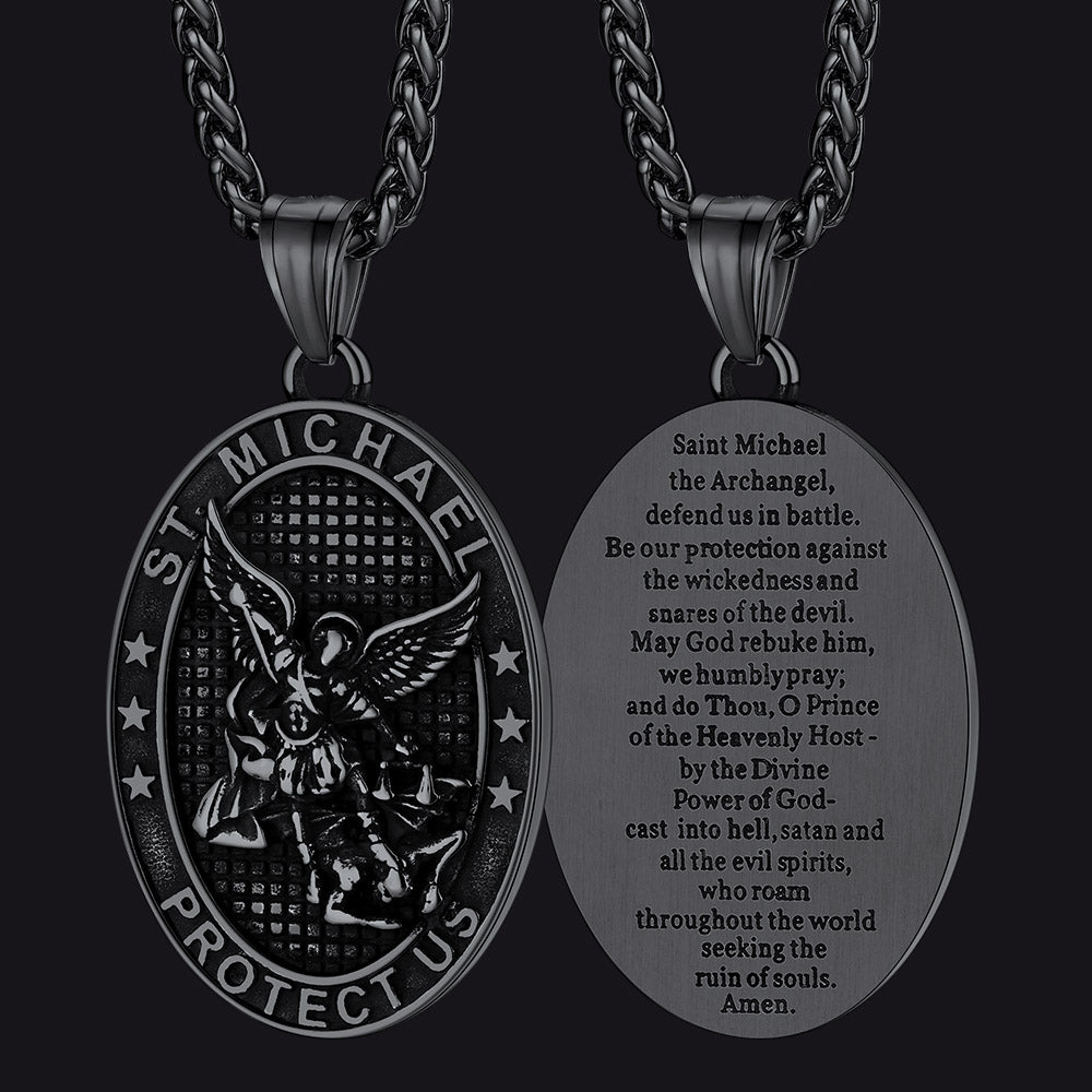 Oval Archangel Saint Michael Necklace Medal