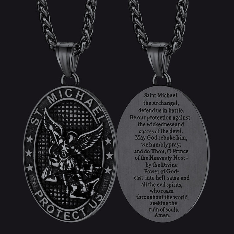 Oval Archangel Saint Michael Necklace Medal