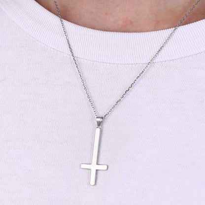 Sterling Silver Inverted Cross Necklace for