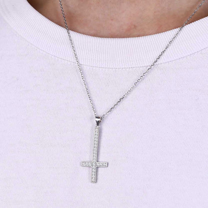 Sterling Silver Inverted Cross Necklace for