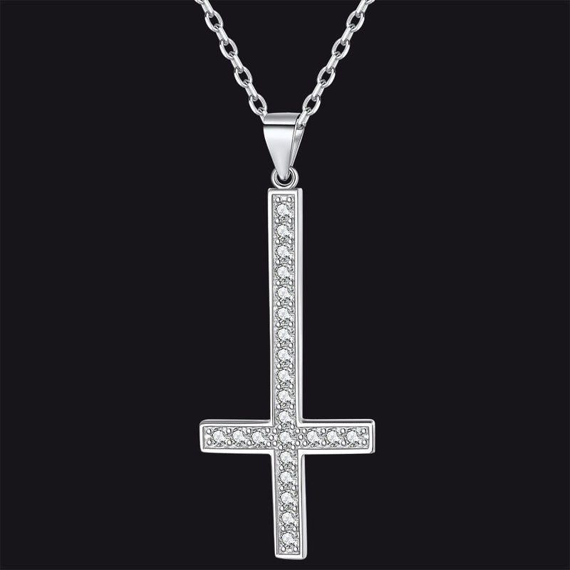 Sterling Silver Inverted Cross Necklace for
