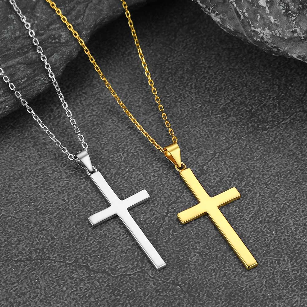 S925 Silver Simple Cross Necklace With Rolo Chain 18 Inch for /