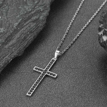 Sterling Silver Zirconia Cross Necklace for