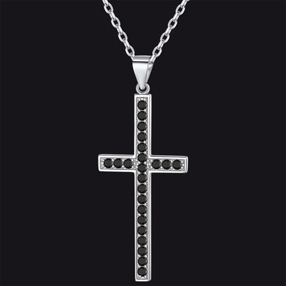 Sterling Silver Zirconia Cross Necklace for