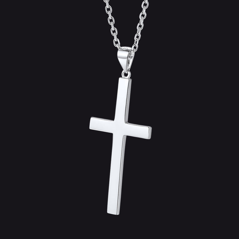 S925 Silver Simple Cross Necklace With Rolo Chain 18 Inch for /