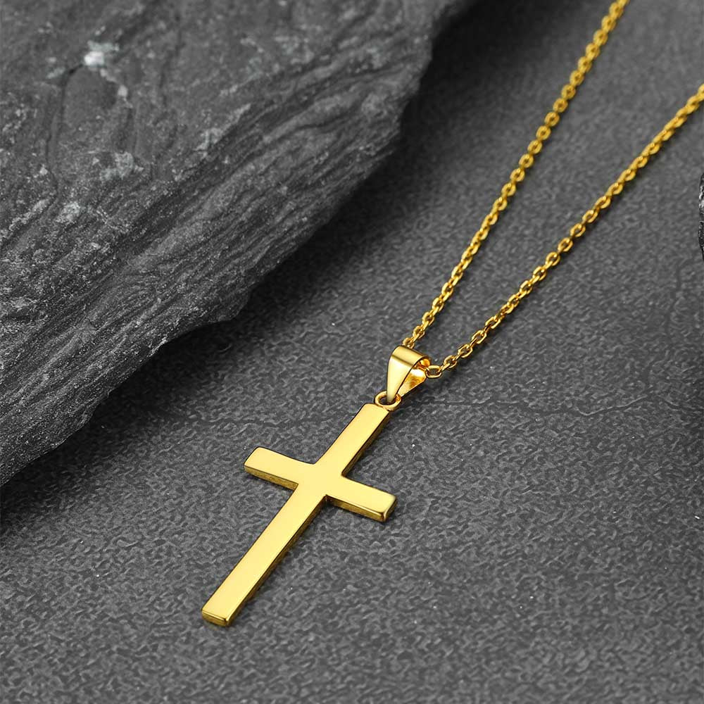 S925 Silver Simple Cross Necklace With Rolo Chain 18 Inch for /