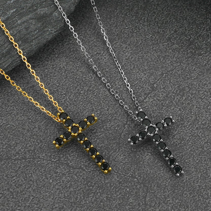 Sterling Silver Diamond Cross Necklace Crucifix Pendant Necklace for